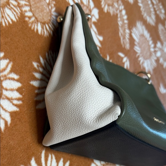 Coach Dark Olive, White, & Black Pebbled Leather Shoulder Bag with Wallet - Picture 4 of 11